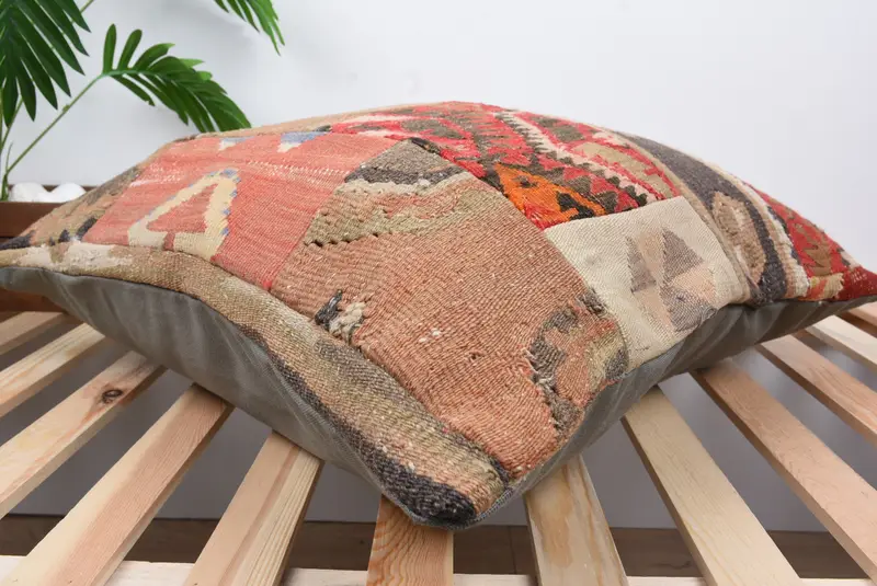 Cushion Case, 24x24 Red Pillow Sham, Boho Chic Cushion Case, Interior Designer Pillow, Gift Pillow, Wool Kilim Pillow Pillow, Vintage Pillow - 6