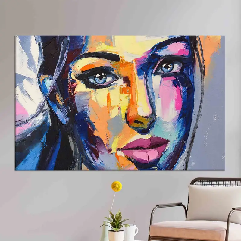 Elegant Abstract Woman Portrait Oil Canvas Print - Contemporary Art