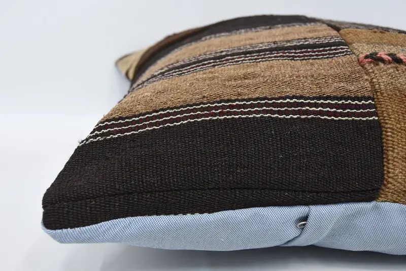 Throw Kilim Pillow, Pillow for Couch, Ikat Cushion, Turkish Pillow, Tapestry Pillow Sham, Living Room Throw Pillow Cover, Pillow, 20x20 Brown Pillow - 5