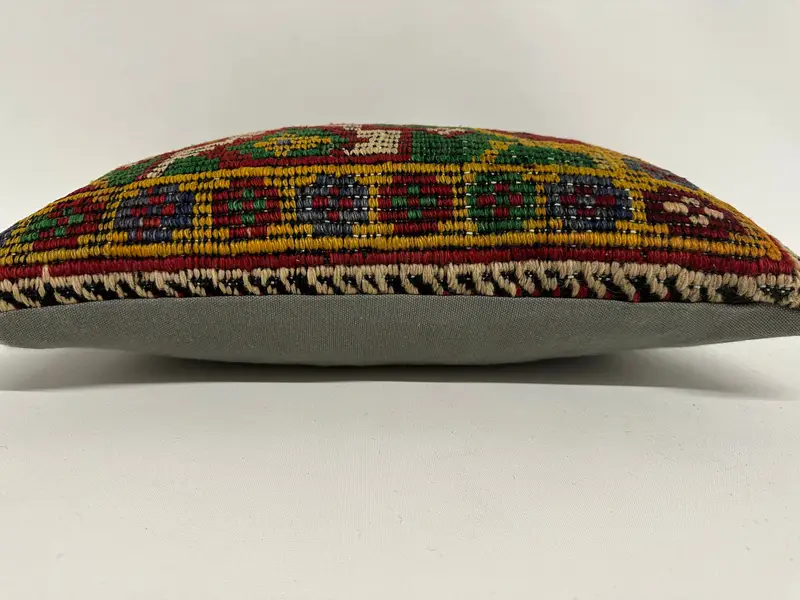 Red & Yellow Geometric Pillow, 12x20 Inches Handmade Decorative Pillow - 5