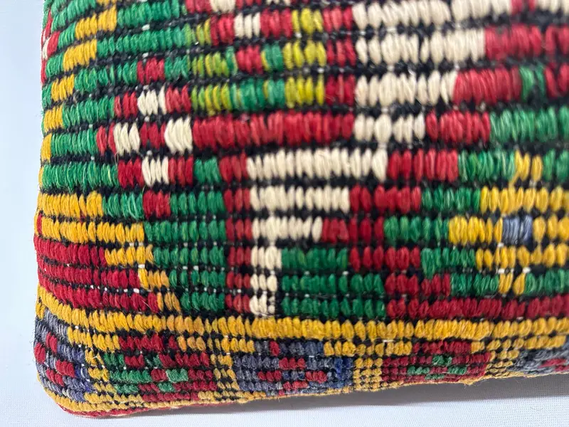 Red & Yellow Geometric Pillow, 12x20 Inches Handmade Decorative Pillow - 2