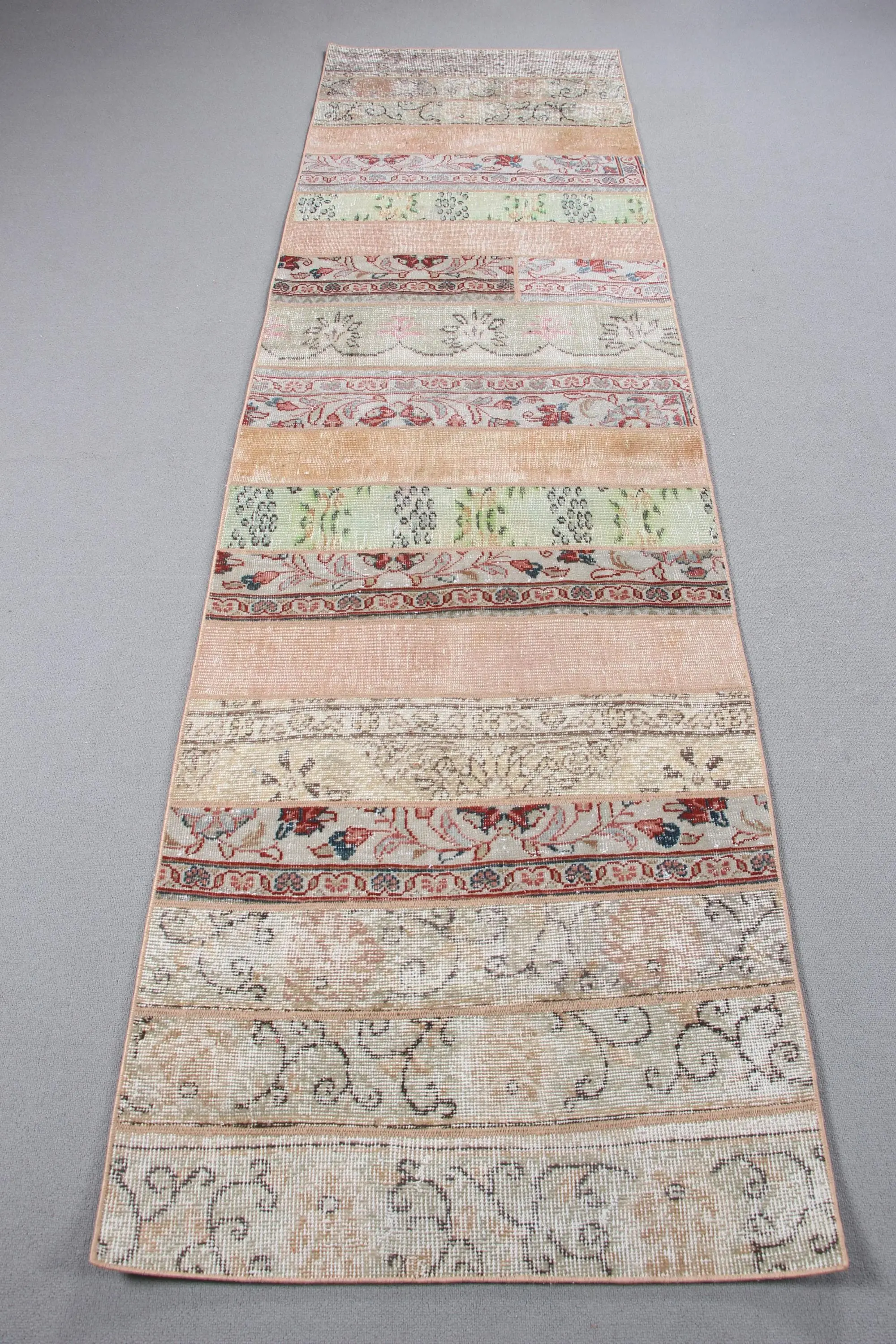 2.7x10 ft Turkish Vintage Rug, Runner Rug, Red Camouflage Rug - 1