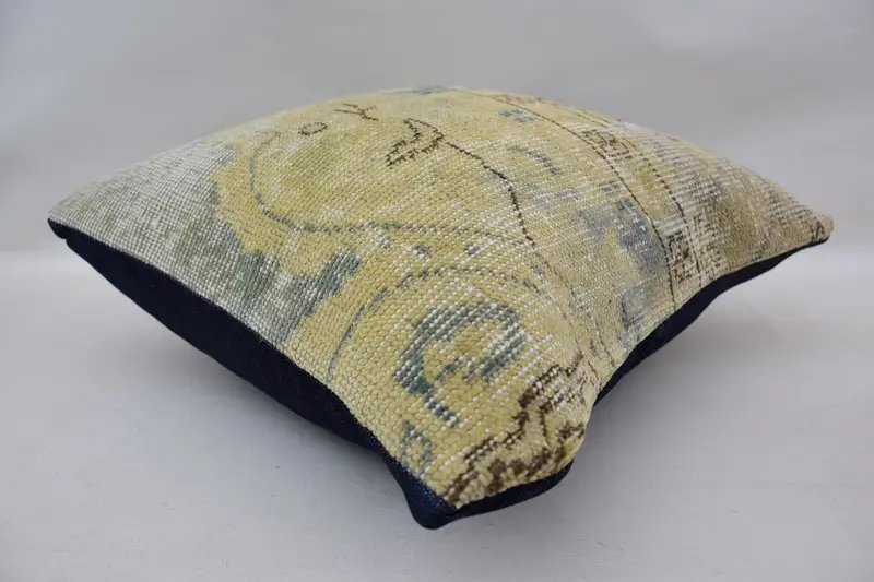 Nomadic Cushion Case, Throw Kilim Pillow, Pillow Sham, Vintage Kilim Pillow, 18x18 Beige Pillow, Kilim Pillow, Ottoman Pillow Sham - 6