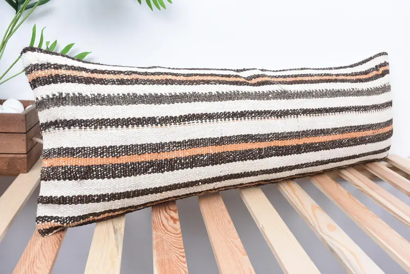 Pillow Cover, Bench Cushion Cover, Vintage Kilim Pillow, Throw Kilim Pillow, Boho Pillow Sham Cover, 12x36 White Cushion Case - 4