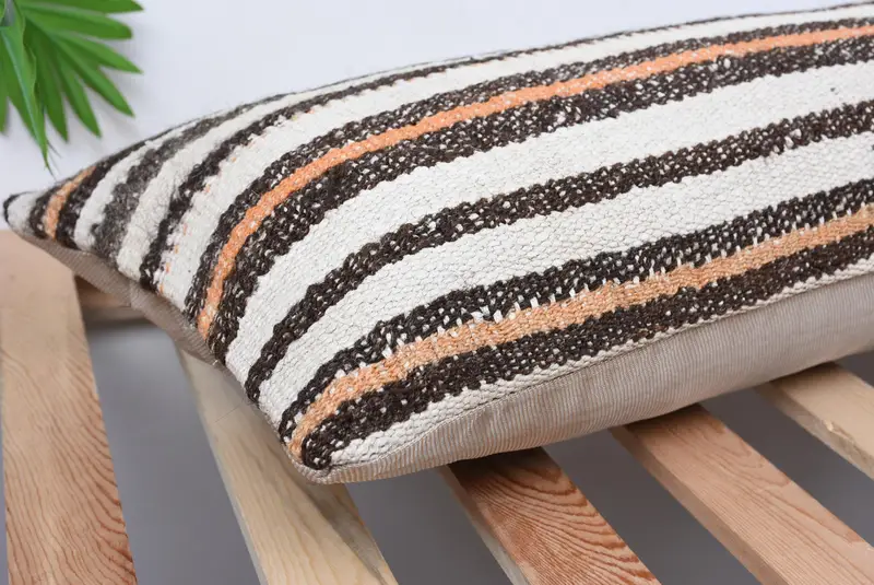 Pillow Cover, Bench Cushion Cover, Vintage Kilim Pillow, Throw Kilim Pillow, Boho Pillow Sham Cover, 12x36 White Cushion Case - 6