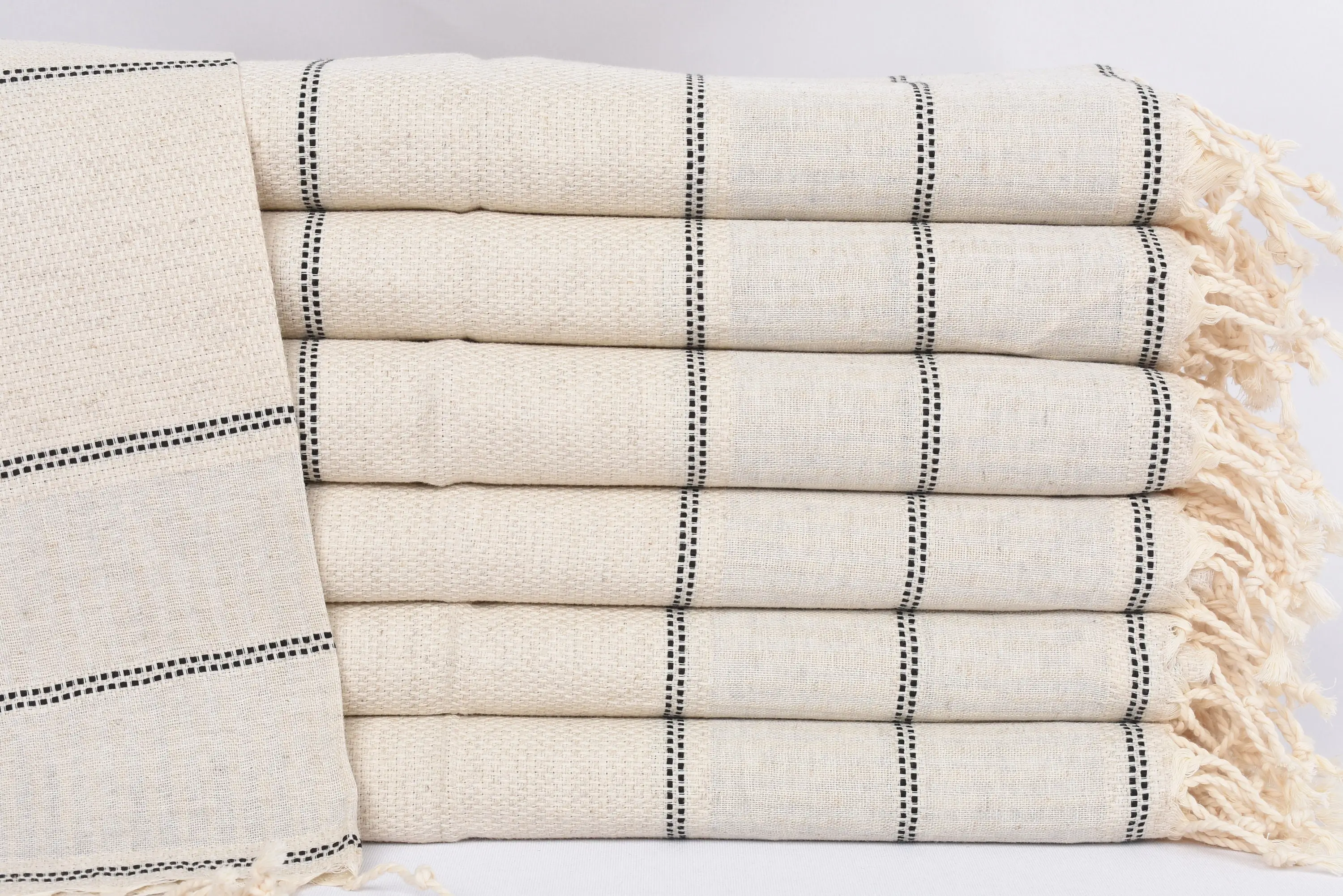 Monogrammed Hand Towel Gray Striped Dish Towel, 40x20 Inches - 1