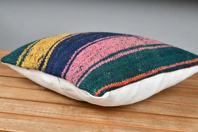 Kissengehäuse, Kilim -Kissen, Vintage -Kissen, Kilim -Kissen -Abdeckung, 12x12 blaue Kissenbedeckung, handgewebte Kissenkoffer, Bürokissenstuhlkissen - 4