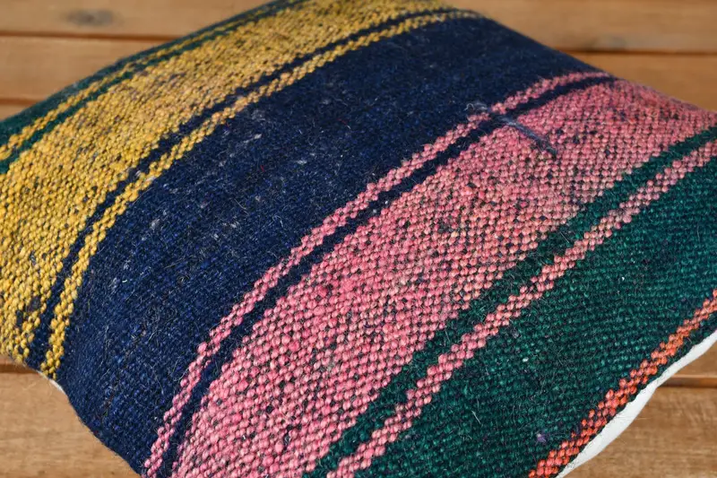 Kissengehäuse, Kilim -Kissen, Vintage -Kissen, Kilim -Kissen -Abdeckung, 12x12 blaue Kissenbedeckung, handgewebte Kissenkoffer, Bürokissenstuhlkissen - 3