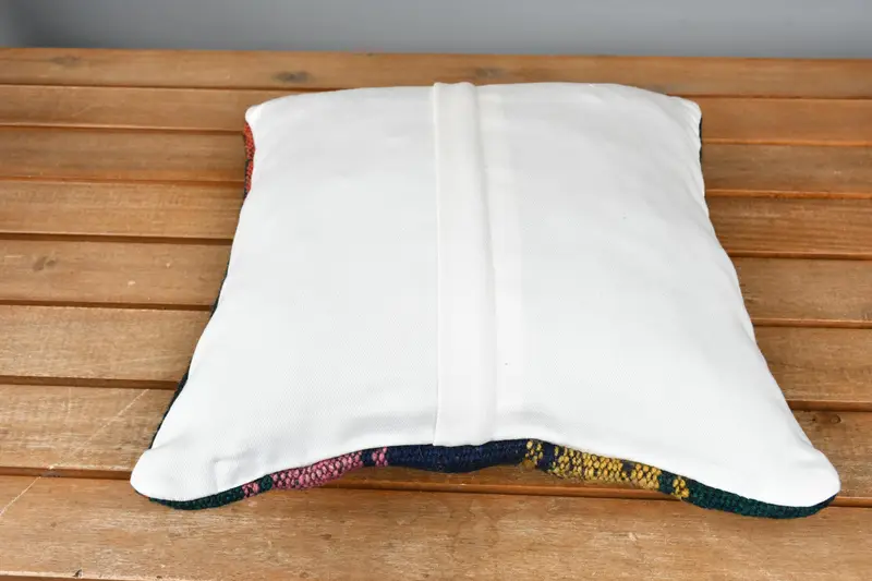 Kissengehäuse, Kilim -Kissen, Vintage -Kissen, Kilim -Kissen -Abdeckung, 12x12 blaue Kissenbedeckung, handgewebte Kissenkoffer, Bürokissenstuhlkissen - 5