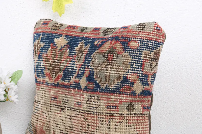 Ottoman Pillow Case, Pillow for Sofa, Car Cushion Cover, 12x12 Blue Pillow Cover, Turkish Kilim Pillow, Pillow Case, Throw Kilim Pillow - 5