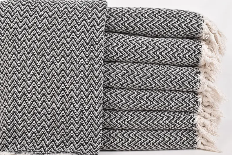 Gift For The Home Decor, Home Gift, Halloween Blanket, 76x64 Cotton Zig zag Towel, Bridesmaid Gifts, Bridal Shower Gift, Boho Throw Blankets - 1