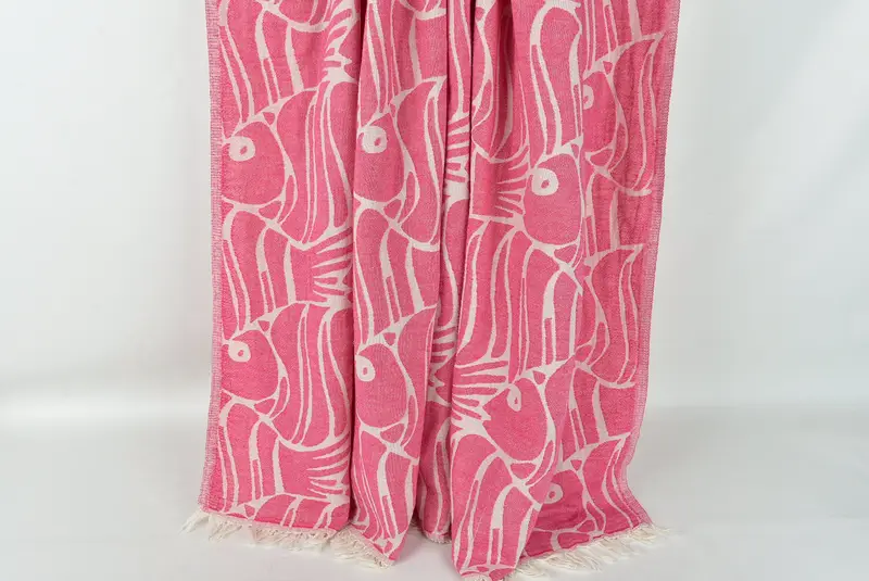 Housewarming Gift, Decorative Blanket, Turkish Blanket Throw, Throw Blanket Couch, 70x60 Cotton Fish Design Towel, Bachelorette Party Gifts - 2