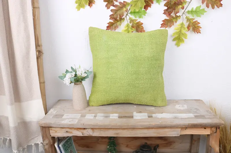 Custom Pillow Cover, Interior Designer Pillow, 16x16 Green Cushion Case, Outdoor Throw Pillow Case, Home Decor Pillow, Cushion Case, Kilim Pillow - 1