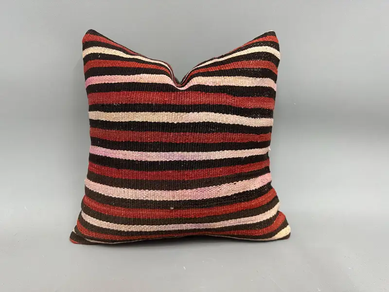 18x18 Red Cushion Case, Gift Pillow, Throw Kilim Pillow, Pillow for Couch, One Of A Kind Cushion Cover, Pillow Case, Bolster Throw Cushion Case - 1