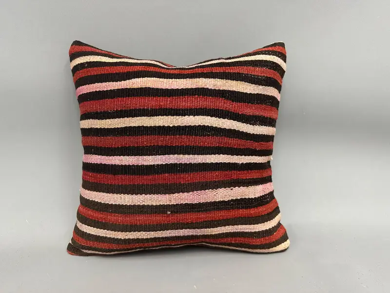 18x18 Red Cushion Case, Gift Pillow, Throw Kilim Pillow, Pillow for Couch, One Of A Kind Cushion Cover, Pillow Case, Bolster Throw Cushion Case - 4