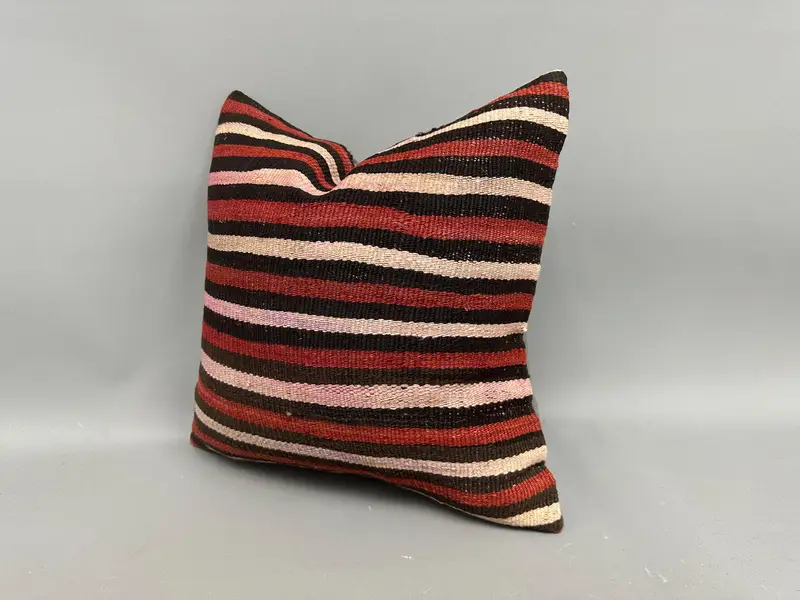 18x18 Red Cushion Case, Gift Pillow, Throw Kilim Pillow, Pillow for Couch, One Of A Kind Cushion Cover, Pillow Case, Bolster Throw Cushion Case - 3