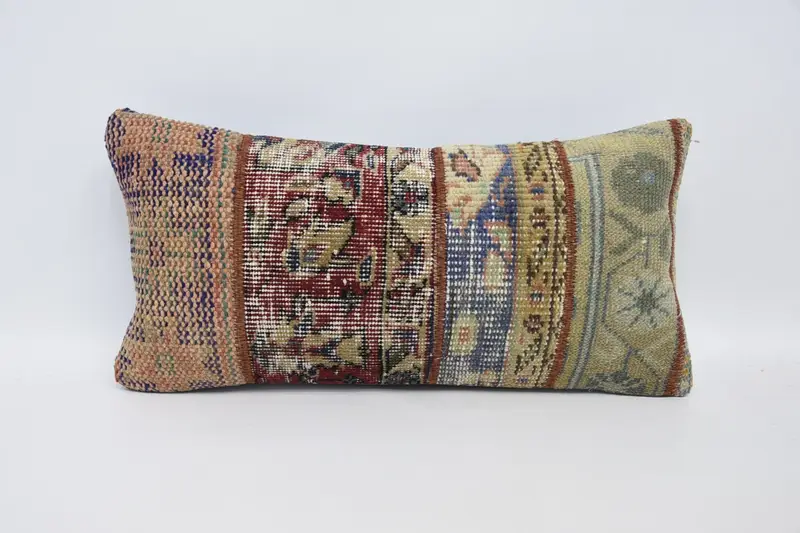 12x24 Red Cushion, Pillow Case, Vintage Throw Cushion Case, Vintage Kilim Pillow, Ethnical Kilim Rug Pillow, Throw Kilim Pillow - 1