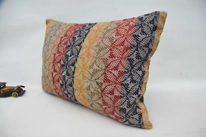 Cushion Case, Colorful Pillow, Vintage Kilim Pillow, 20x28 Red Pillow Case, Boho Pillow, Pastel Cushion Case, Pillow for Sofa - 6