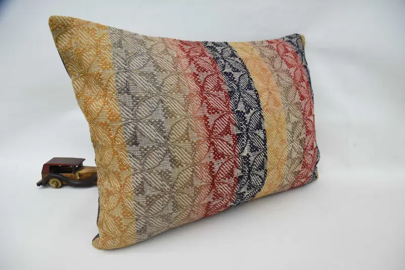 Cushion Case, Colorful Pillow, Vintage Kilim Pillow, 20x28 Red Pillow Case, Boho Pillow, Pastel Cushion Case, Pillow for Sofa - 5