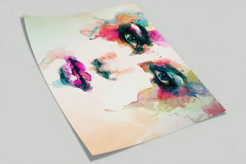 Paper Wall Art ,Woman Face Wall Decor,Girl Portrait Wall Art,Bright Wall Paper,Modern Wall Paper,Watercolor Wallpaper, - 9