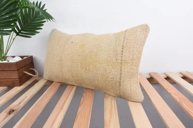 Decorative Bolster Pillow Case, Turkish Kilim Pillow, 12x24 Beige Pillow Case, Turkish Pillow, Cushion, Vintage Pillow, Bolster Cushion Cover - 5