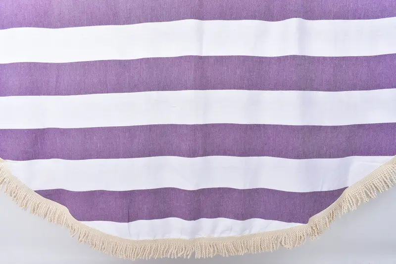 Custom Gifts, Bachelorette Party Favors, 64x64 Cotton Striped Round Towel, Sand-resistant towel, Embroidered Towel, Kids Beach Towel, Summer Towel - 1