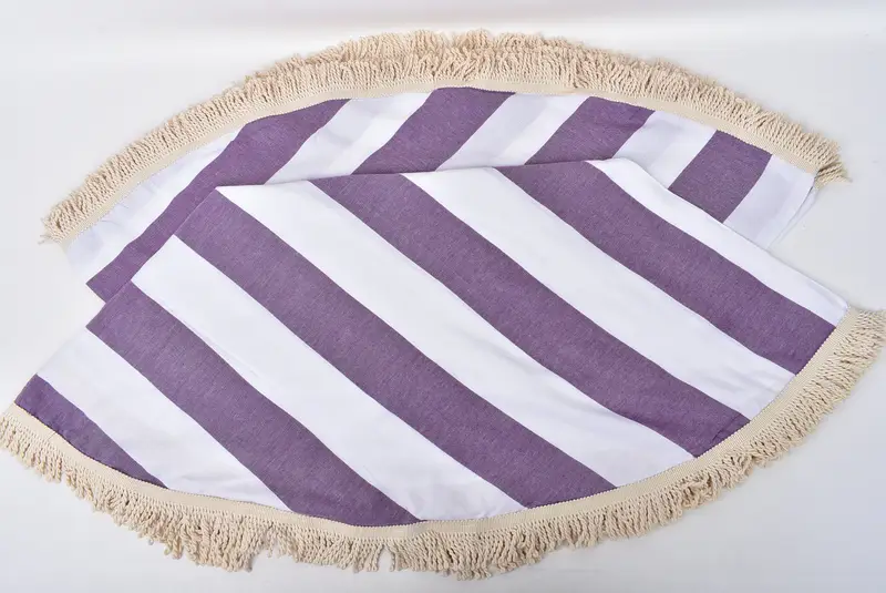 Custom Gifts, Bachelorette Party Favors, 64x64 Cotton Striped Round Towel, Sand-resistant towel, Embroidered Towel, Kids Beach Towel, Summer Towel - 2