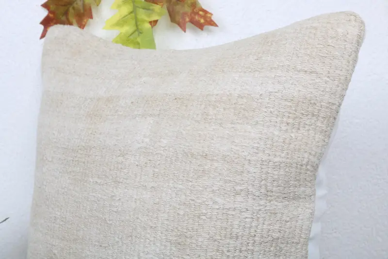 Chair Cushion, Pillow Sham, Square Throw Pillow, 16x16 Beige Cushion Cover, Throw Kilim Pillow, Vintage Kilim Throw Pillow, Pillow for Couch - 5