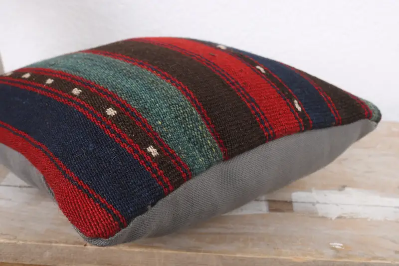Turkish Kilim Pillow, Vintage Pillow, Sofa Pillow Sham, Oriental Cushion Cover, Kilim Pillow, 12x12 Red Cushion Case, Pillow Case - 6