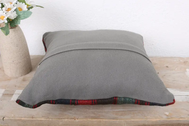 Turkish Kilim Pillow, Vintage Pillow, Sofa Pillow Sham, Oriental Cushion Cover, Kilim Pillow, 12x12 Red Cushion Case, Pillow Case - 7