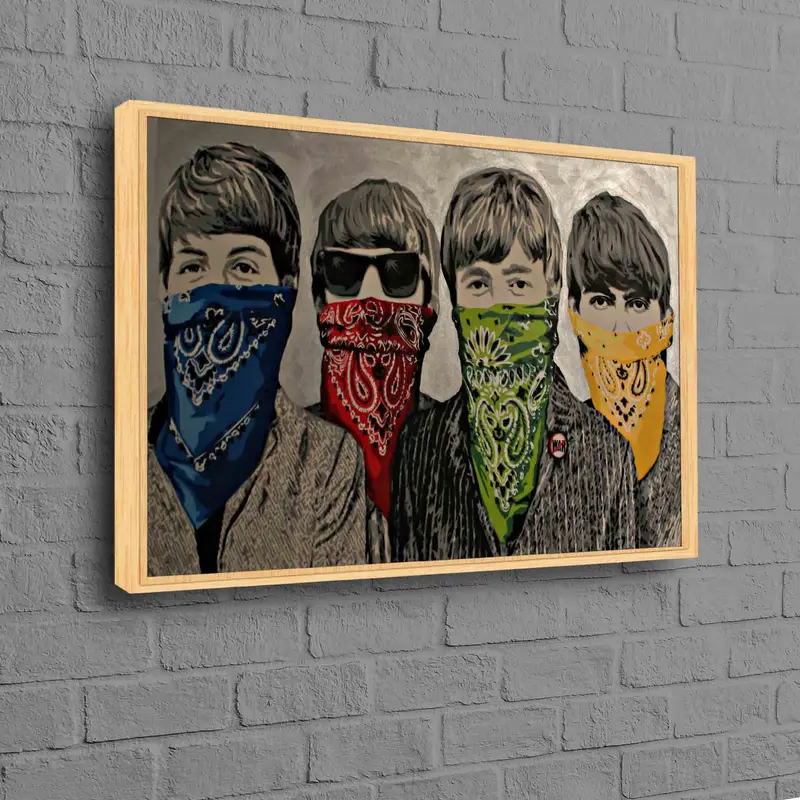 鮮やかなグラフィティ ストリート キャンバス - バンクシーとビートルズのトリビュート
