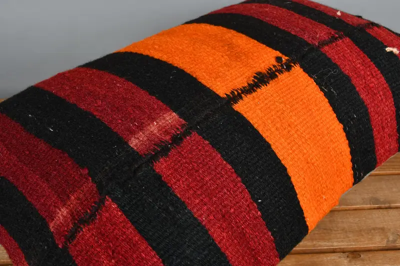 Boho Pillow Sham Cover, Pillow Cover, Retro Throw Pillow Cover, 16x24 Red Pillow Case, Kilim Pillow Cover, Vintage Kilim Pillow - 3