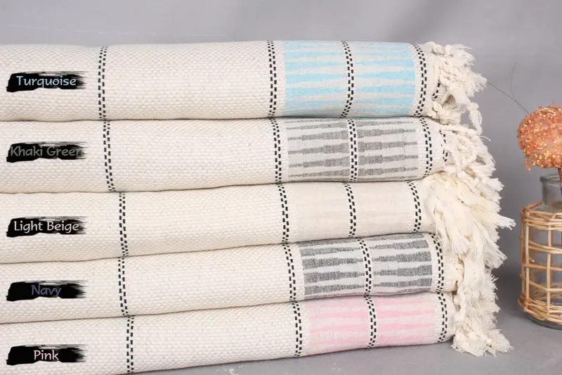 104x96 Cotton Striped Towel, Turkish Cotton Blanket, Tablecloth, Custom Blanket, Housewarming Gift, Christmas Gift Tags, Valentine Day Gift For Her - 1