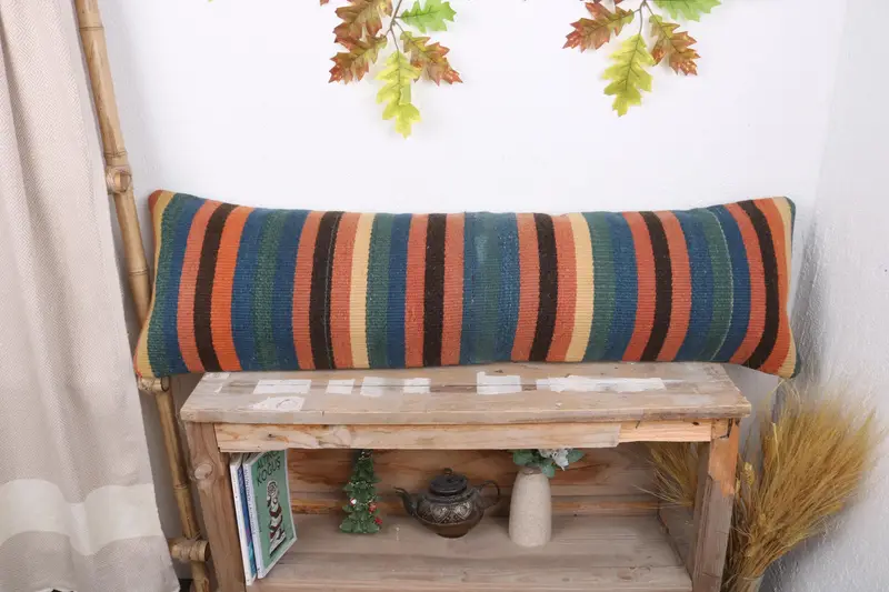 Custom Cushion Cover, Boho Pillow Sham Cover, 12x43 Green Cushion, Pillow for Couch, Vintage Pillow, Cushion, Anatolian Pillow - 1