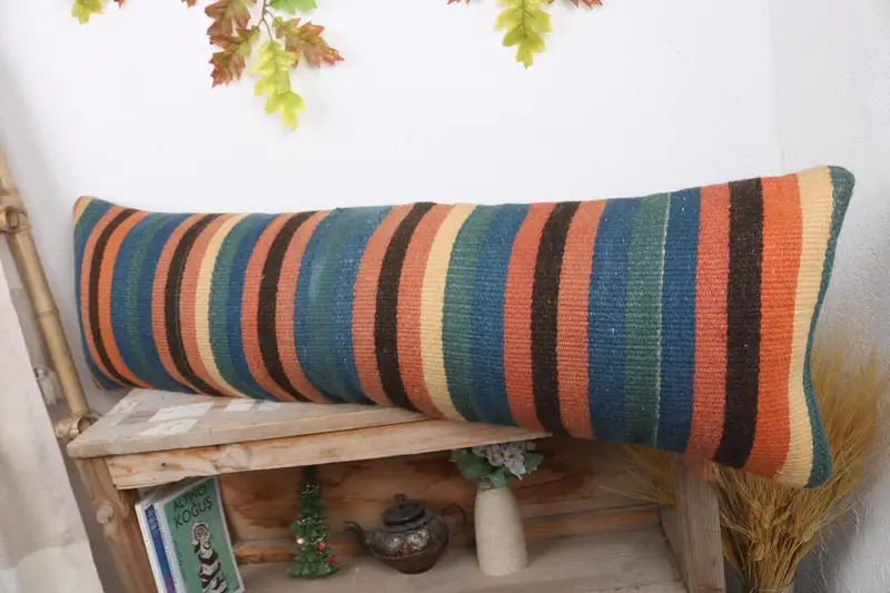 Custom Cushion Cover, Boho Pillow Sham Cover, 12x43 Green Cushion, Pillow for Couch, Vintage Pillow, Cushion, Anatolian Pillow - 4