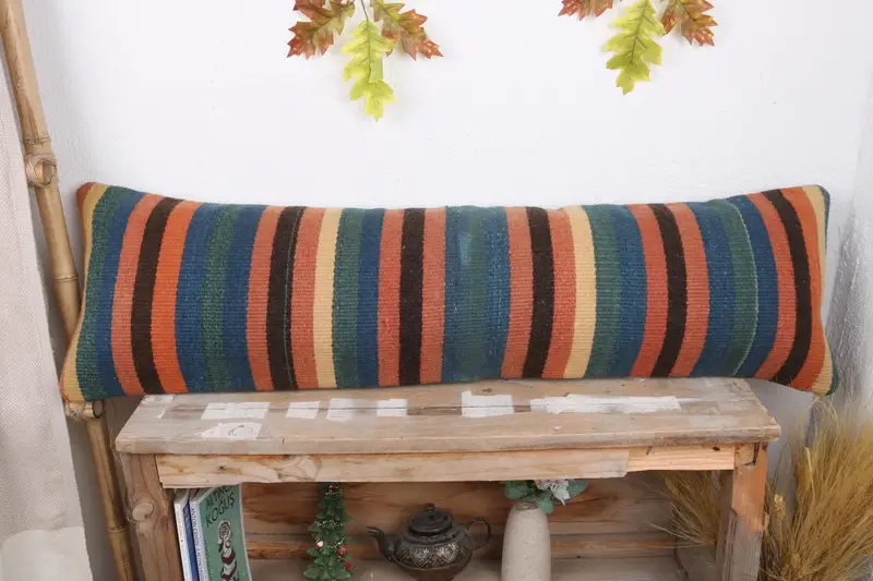 Custom Cushion Cover, Boho Pillow Sham Cover, 12x43 Green Cushion, Pillow for Couch, Vintage Pillow, Cushion, Anatolian Pillow - 2