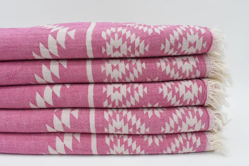 Bridemaids Beach Towel, Personalized Fuchsia Kilim Towel, 70x36 Inches