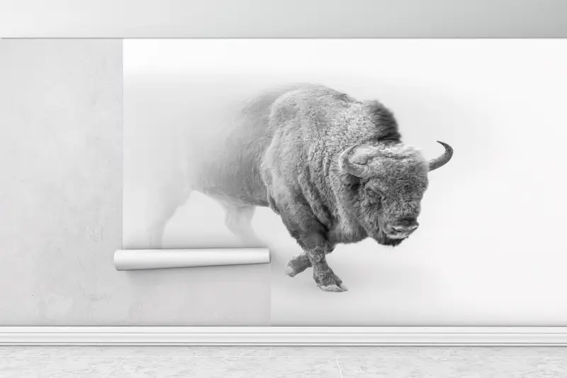 Animal Wall Painting, Man Cave Digital Paper, Buffalo Paper Art, Horned Animal Wall Poster, Modern Wall Decal, Wall Decoration, - 2