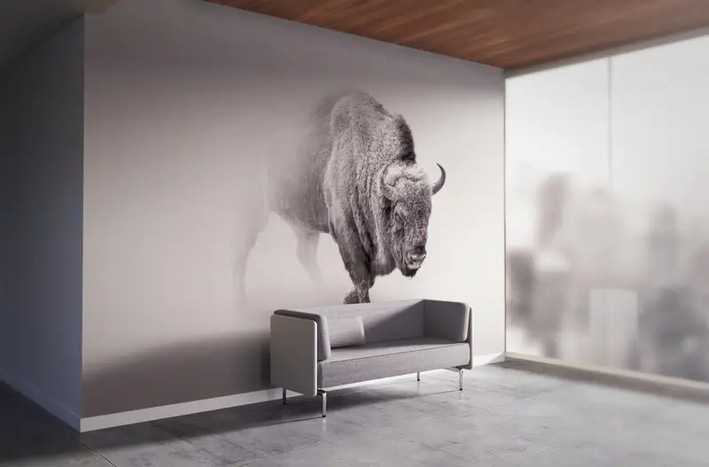 Animal Wall Painting, Man Cave Digital Paper, Buffalo Paper Art, Horned Animal Wall Poster, Modern Wall Decal, Wall Decoration, - 4