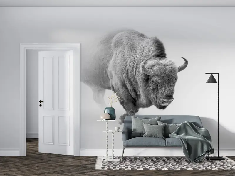 Animal Wall Painting, Man Cave Digital Paper, Buffalo Paper Art, Horned Animal Wall Poster, Modern Wall Decal, Wall Decoration, - 7
