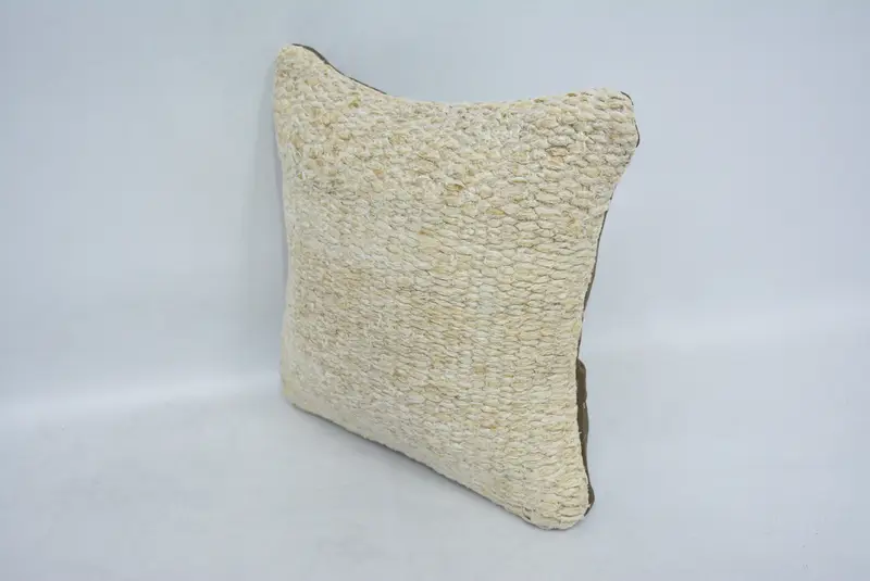 Vintage Kilim Throw Pillow, Pillow, Crochet Pattern Cushion Cover, 14x14 White Cushion Case, Gift Pillow, Muted Pillow, Antique Pillows - 4