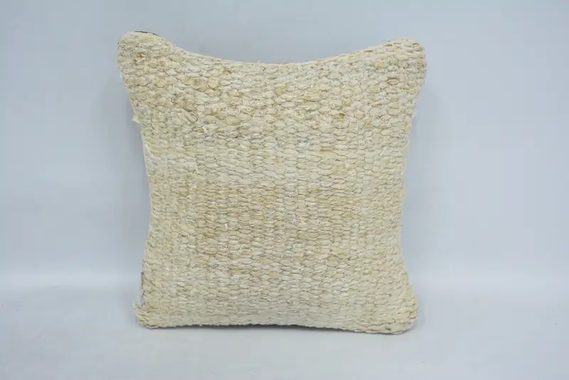 Vintage Kilim Throw Pillow, Pillow, Crochet Pattern Cushion Cover, 14x14 White Cushion Case, Gift Pillow, Muted Pillow, Antique Pillows - 1
