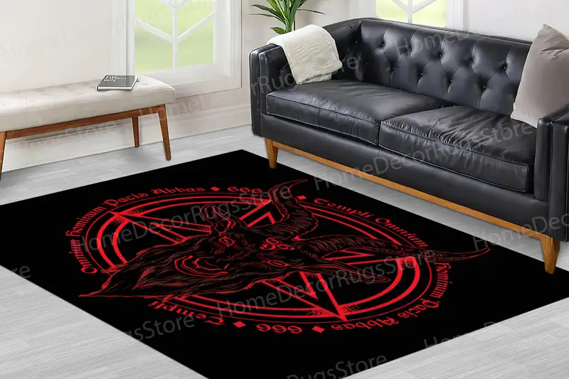 Alfombra estampada mística: Baphomet, pentagrama, brujería, diseño del diablo