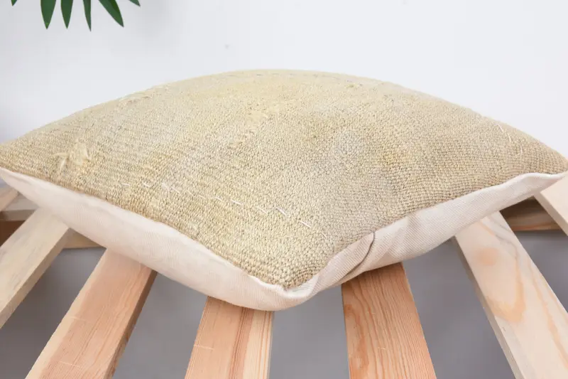 Pillow Cover, Handmade Rug Seat Cushion Cover, Vintage Kilim Throw Pillow, Vintage Pillow, 12x12 Beige Cushion Case, Turkish Pillow - 6