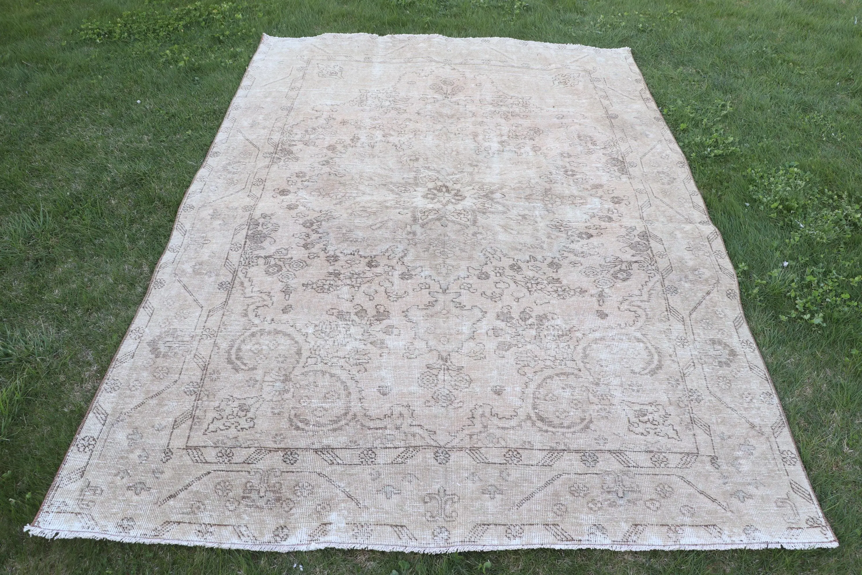 Alfombra turca 205x283 cm (6,7x9,3 pies), alfombra vintage con estampado animal marrón - 1