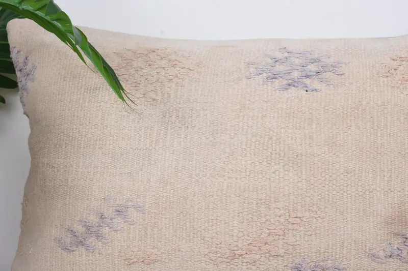 Kilim Pillow Cover, 16x24 White Cushion Case, Pillow, Pillow for Couch, Turkish Bench Cushion, Home Decor Pillow, Neutral Cushion - 2