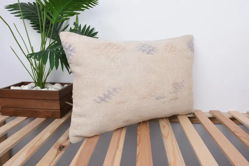Kilim Pillow Cover, 16x24 White Cushion Case, Pillow, Pillow for Couch, Turkish Bench Cushion, Home Decor Pillow, Neutral Cushion - 4