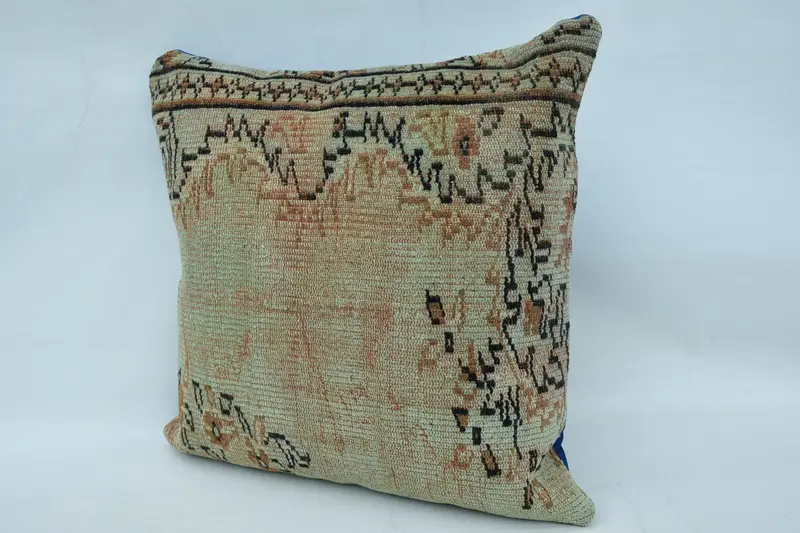 Vintage Kilim Throw Pillow, Turkish Kilim Pillow, 28x28 Beige Cushion, Cushion Cover, Seat Cushion Case, Boho Pillow Sham Cover - 3
