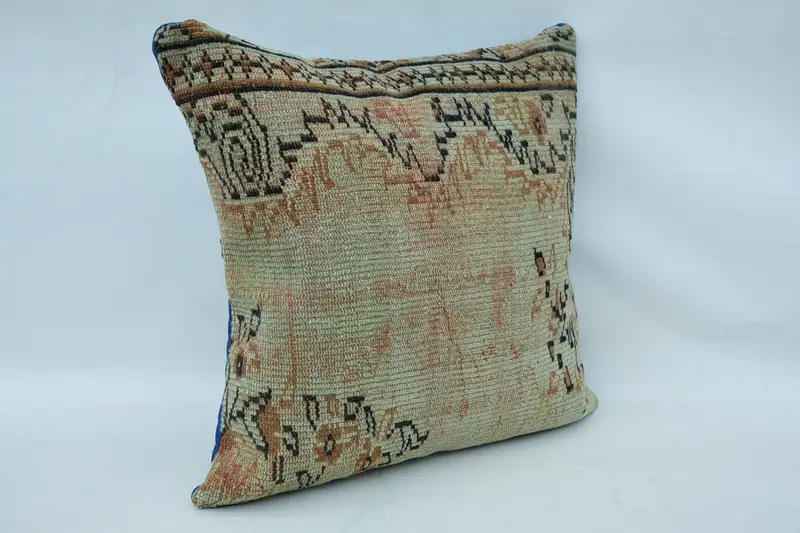 Vintage Kilim Throw Pillow, Turkish Kilim Pillow, 28x28 Beige Cushion, Cushion Cover, Seat Cushion Case, Boho Pillow Sham Cover - 2