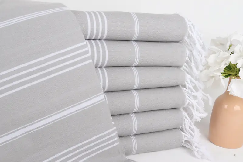 Bridesmaid Gift Turkish Cotton Beach Towel Light Gray, 40x71 Inches